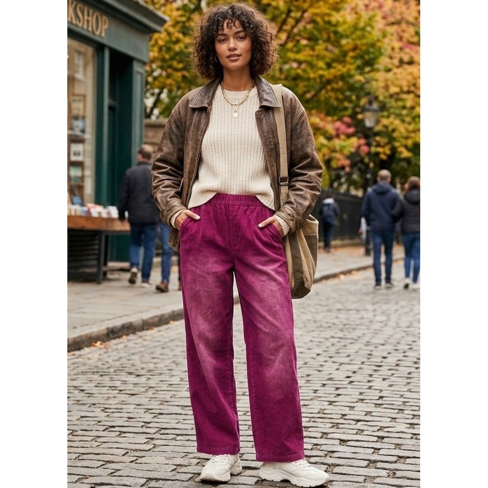 Urban Outfitters Corduroy Pants Womens Medium Plum Purple Wide Leg Boho Y2K